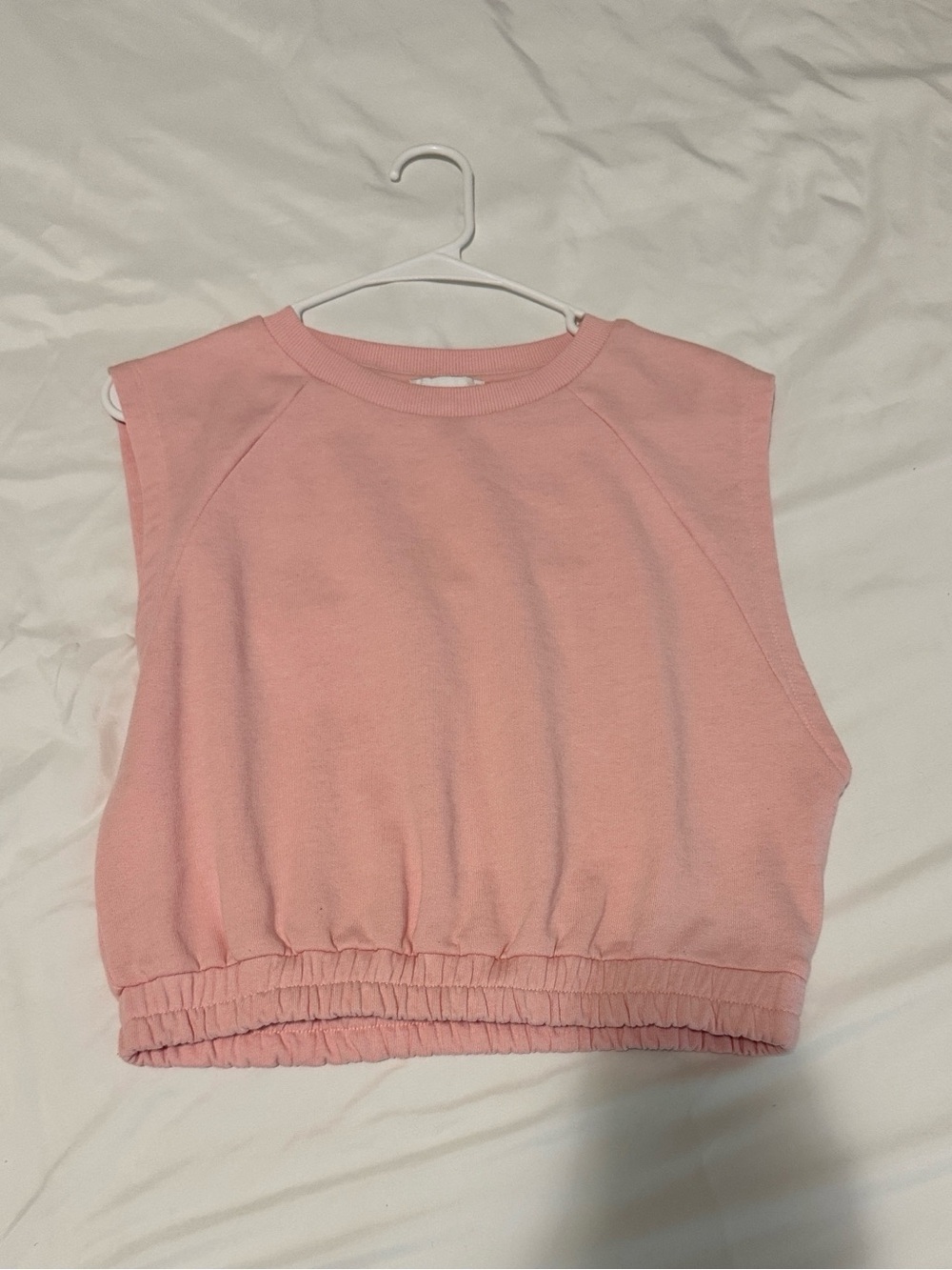 Topshop Sleeveless Cropped Sweat Tank in Pastel Pink